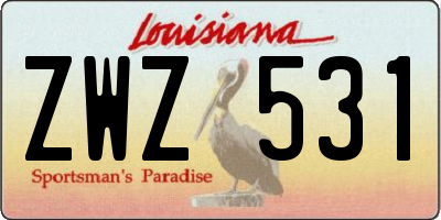 LA license plate ZWZ531