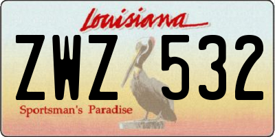 LA license plate ZWZ532