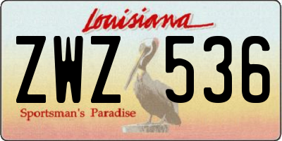 LA license plate ZWZ536