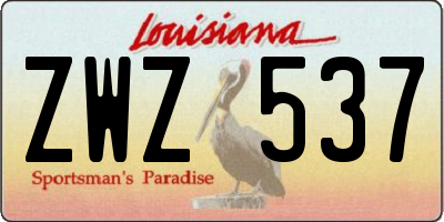 LA license plate ZWZ537