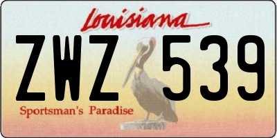 LA license plate ZWZ539