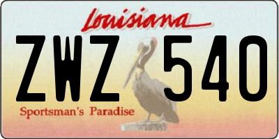 LA license plate ZWZ540