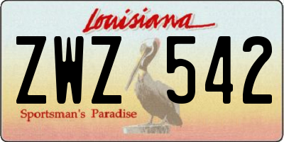 LA license plate ZWZ542