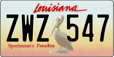 LA license plate ZWZ547