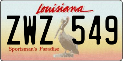 LA license plate ZWZ549