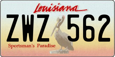 LA license plate ZWZ562