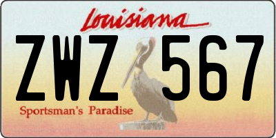 LA license plate ZWZ567