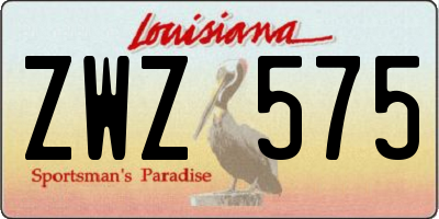 LA license plate ZWZ575