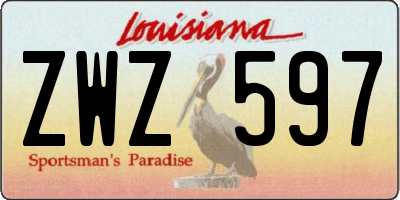 LA license plate ZWZ597