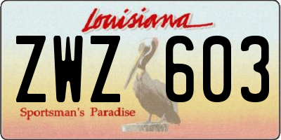 LA license plate ZWZ603