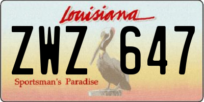 LA license plate ZWZ647