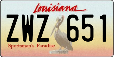 LA license plate ZWZ651