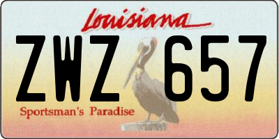 LA license plate ZWZ657