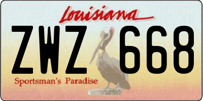 LA license plate ZWZ668