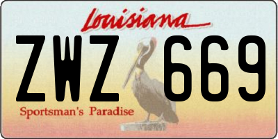 LA license plate ZWZ669