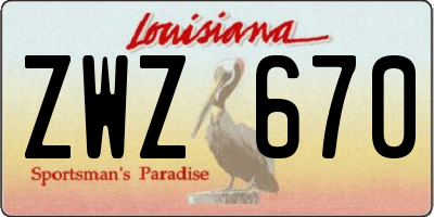 LA license plate ZWZ670