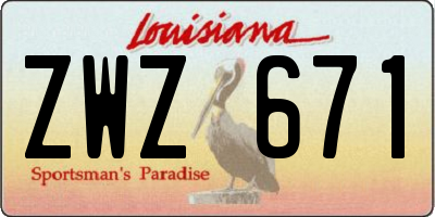 LA license plate ZWZ671