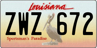 LA license plate ZWZ672