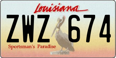 LA license plate ZWZ674