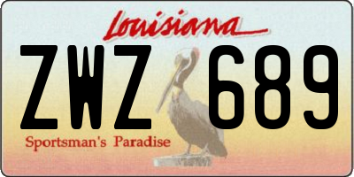 LA license plate ZWZ689