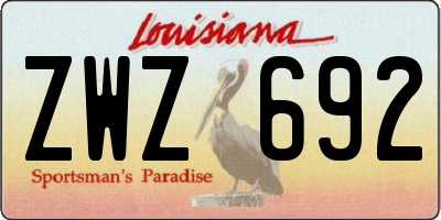 LA license plate ZWZ692