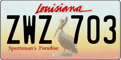 LA license plate ZWZ703