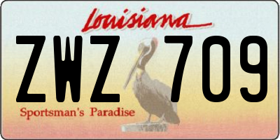 LA license plate ZWZ709