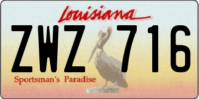 LA license plate ZWZ716