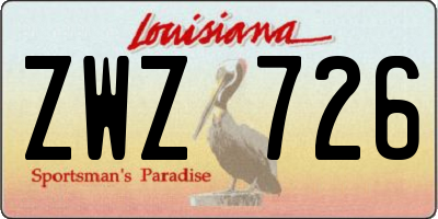LA license plate ZWZ726