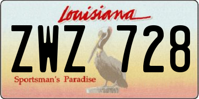 LA license plate ZWZ728