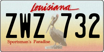 LA license plate ZWZ732