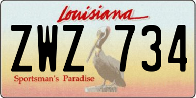 LA license plate ZWZ734