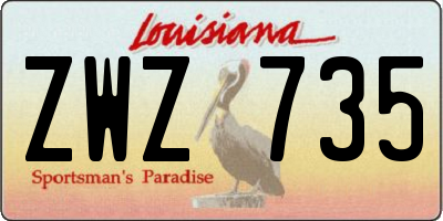 LA license plate ZWZ735