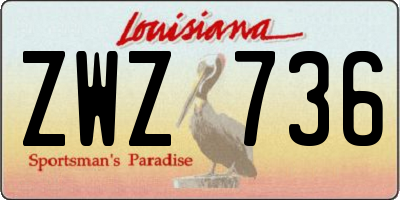 LA license plate ZWZ736