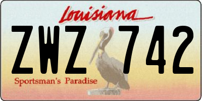 LA license plate ZWZ742