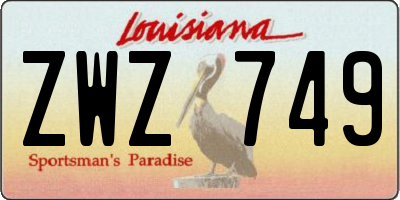 LA license plate ZWZ749