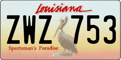 LA license plate ZWZ753