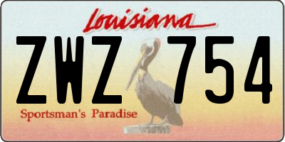 LA license plate ZWZ754