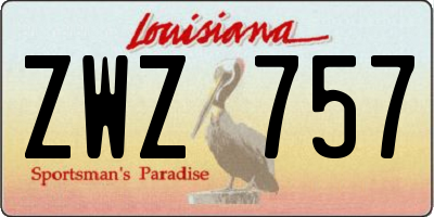 LA license plate ZWZ757