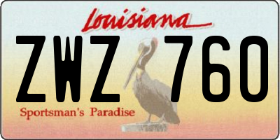 LA license plate ZWZ760