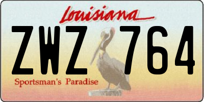 LA license plate ZWZ764