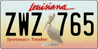 LA license plate ZWZ765