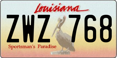 LA license plate ZWZ768