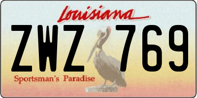 LA license plate ZWZ769