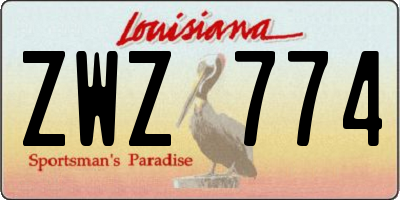 LA license plate ZWZ774