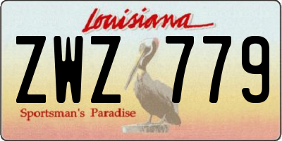 LA license plate ZWZ779