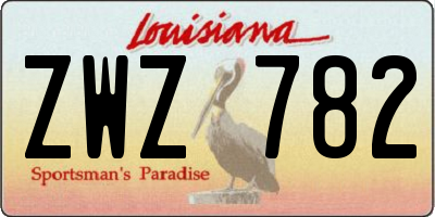 LA license plate ZWZ782