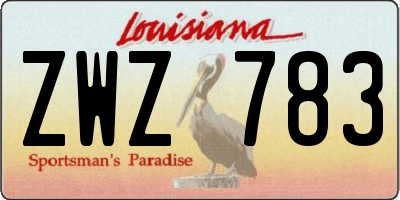 LA license plate ZWZ783