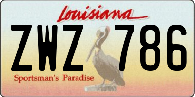 LA license plate ZWZ786