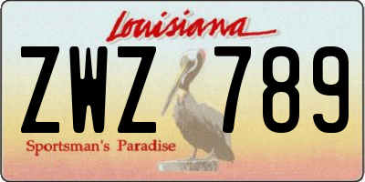 LA license plate ZWZ789